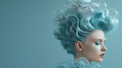 Frisur mit blauen Haaren