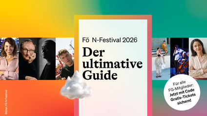 Verschiedene Porträt-Bilder mit der Aufschrift Fö N-Festival 2026 Der ultimative Guide Für alle FG-Mitglieder: Jetzt mit Code Gratis-Tickets sichern!