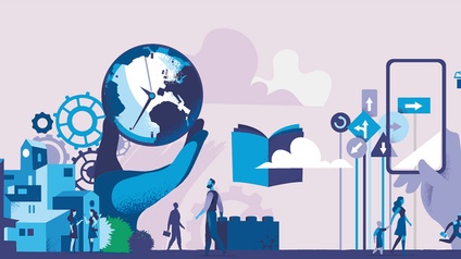 Illustration in lila und blau