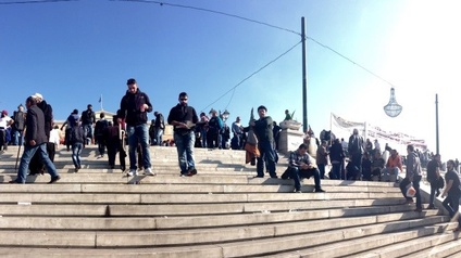 Streikende am Syntagma-Platz  Bildunterschrift: Streikende am Syntagma-Platz