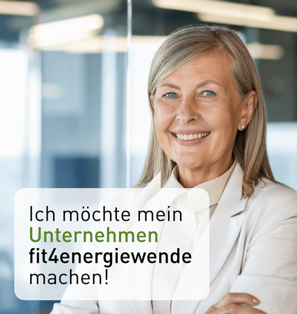 Halbporträt einer Person Ich möchte mein Unternehmen fit4energiewende machen