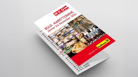 Der Marktkalender vor grauem Hintergrund