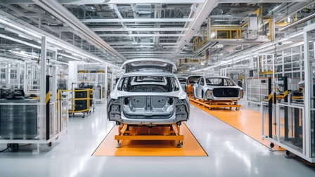 Halbfertiges Auto während der Produktion