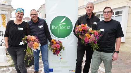 Berufszweigsprecherin Monika Metzner, Landesinnungsmeister KommR Andreas Maly, Fachgruppengeschäftsführer Alexander Kraill und WK-Mitarbeiter Andreas Rauhofer (v. l.) 