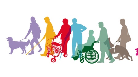 Personen mit Behinderungen in bunten Farben