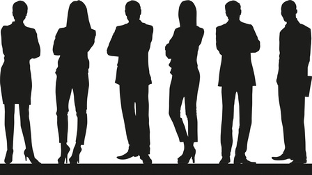 Schwarze Silhoutten von Personen in Businesskleidungen