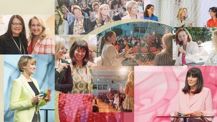 Collage aus mehreren Bildern mit Personen im Porträt und auf Veranstaltungen