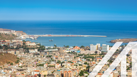 Blick auf die Hauptstadt von Kap Verde, Praia, Sicht aufs Meer