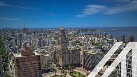 Luftaufnahme von Montevideo Uruguay Unabhängigkeitsplatz Salvo Palast
