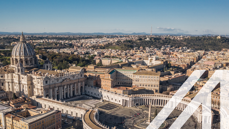 Blick auf den Petersplatz und Petersdom, Vatikan