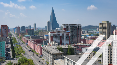 Skyline von Pyongyang in Nordkorea, Hauptstadt der Demokratischen  Volksrepublik von Korea)