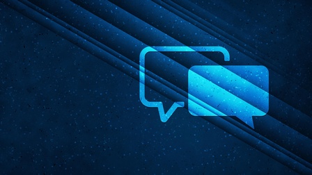 Zwei Sprechblasen vor blauem Hintergrund