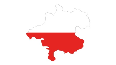 Karte und Fahne von Oberösterreich 