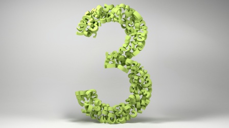 Die Ziffer Drei in Grün