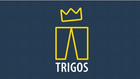 dunkelblauer Hintergrund mit einem gelben M und Krone in der Mitte