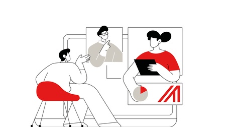 Grafik von Personen im Büro mit Austria A 