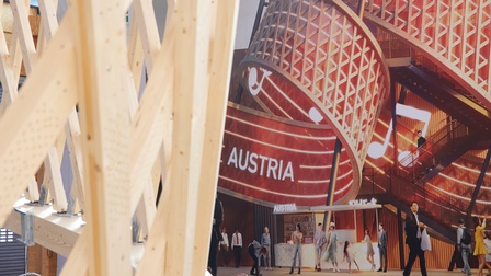 Nahaufnahme von den Holzteilen des Pavillions