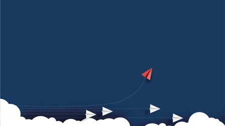 Papierflieger starten aus den Wolken