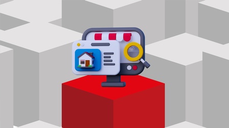 Stilisierte 3D-Grafik mit grauen Würfeln im Hintergrund und einem hervorgehobenen roten Würfel im Vordergrund.