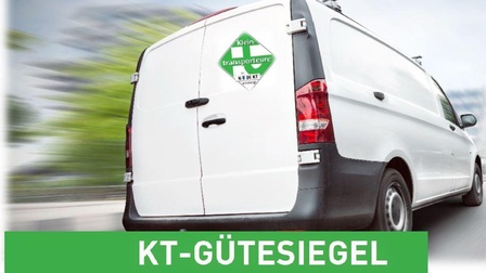 Logo des KT-Gütesiegels grüner Reifen mit Schriftzug Klein-Transporteure Gütesiegel Österreich für die Jahre 2021, 2022 und 2223.