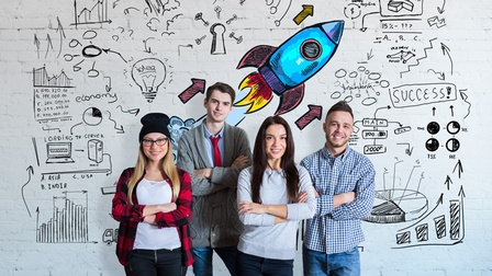 Startup Start-Up Rakete Junge Unternehmer Unternehmerin