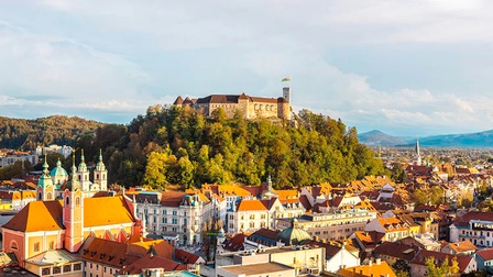 Panorama von Ljubljana mit Blick auf die Burg