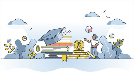 ein Stapel Bücher, Goldmünzen