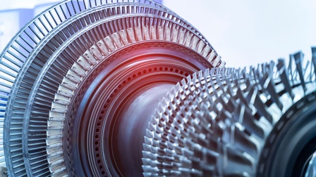 Ansicht der inneren Struktur und Hydraulik eines Flugzeugtriebwerks