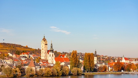 Ansicht von Krems von der Donau aus