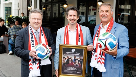 Fiebern dem ersten WM-Match entgegen: Bürgermeister Michael Ludwig, Gastronomie-Obmann Thomas Peschta und WKW-Präsident Walter Ruck (v.l.). 