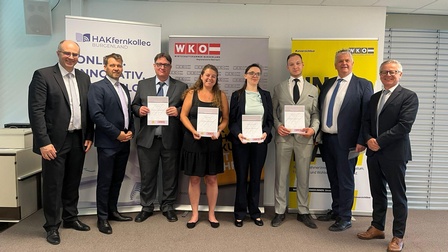 Direktor Andreas Lonyai, René Varga, Ingmar Greil, Elisabeth Odörfer, Marina Ackerl, Markus Hammerl, Spartenobmann Alexander Kubin und Reinhard Karner (v. l.) 