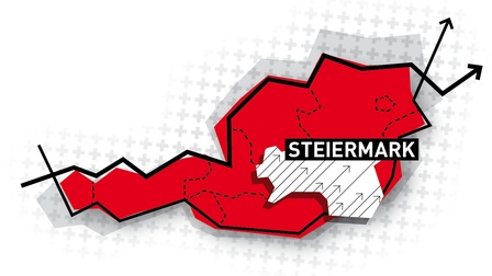 Österreichkarte mit Steiermarkeintrag