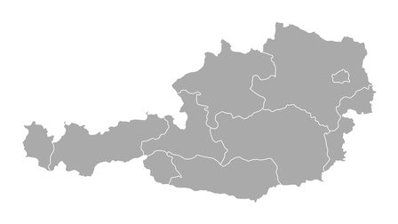 Graue Landkarte von Österreich 