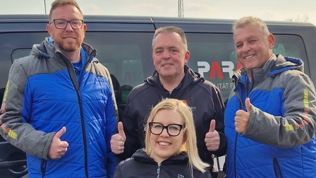 Gruppenfoto Markus Matzinger, Thomas Minde, Karl-Heinz Stummer und Christina Holmes