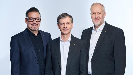 Vorstandsvorsitzender Michael Alge mit  seinen Stellvertretern Manfred Miglar (li.)  und Thomas Nussbaumer (re.)