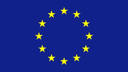 Illustration der EU-Flagge: Gelbe Sterne in Kreisform angeordnet auf dunkelblauem Hintergrund