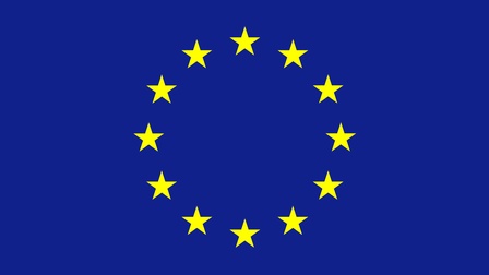 Illustration der EU-Flagge: Gelbe Sterne in Kreisform angeordnet auf dunkelblauem Hintergrund