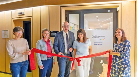 V.l.: Bauleiterin Louise Kammerer, illwerke vkw, Personalleiterin Eva Maria Pohn, illwerke vkw , Vorstand Gerd Wegeler, FAMON Geschäftsführerin Natalie Zudrell und Projektleiterin Elke Vonach.