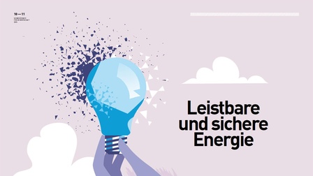 Illustration, in der eine lila Hand eine blaue Glühbirne hält