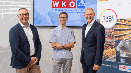 Gerd Jonak, Innungsmeister-Stv. Lebensmittelgewerbe, Stefan Jenewein, Gesellschaft für Angewandte Wirtschaftsforschung (GAW) und Georg Schuler, Innungsmeister Lebensmittelgewerbe (v.l.). 