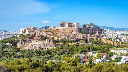 Panorama von Athen mit dem Akropolis-Hügel, Griechenland