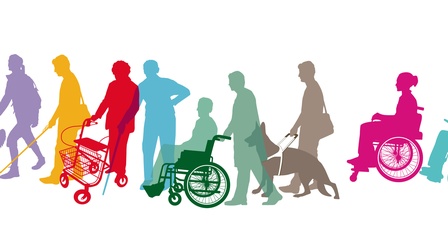 Personen mit Behinderungen in bunten Farben