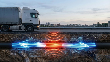 Glasfaser unter der Straße. Konzept für Glasfaserinfrastruktur als Messsystem.