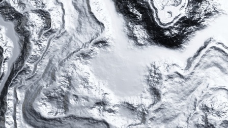 3D-Rendering: Detailansicht einer silbernen Flüssigkeit mit ausgehärteten Bereichen