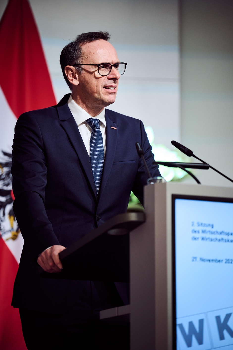 WKÖ-Generalsekretär Jochen Danninger bei der 2. Sitzung des Wirtschaftsparlamentes am 27. November 2025