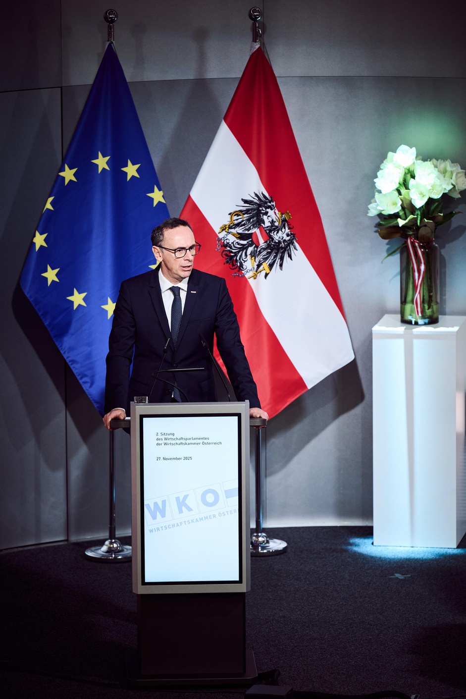 WKÖ-Generalsekretär Jochen Danninger bei der 2. Sitzung des Wirtschaftsparlamentes am 27. November 2025