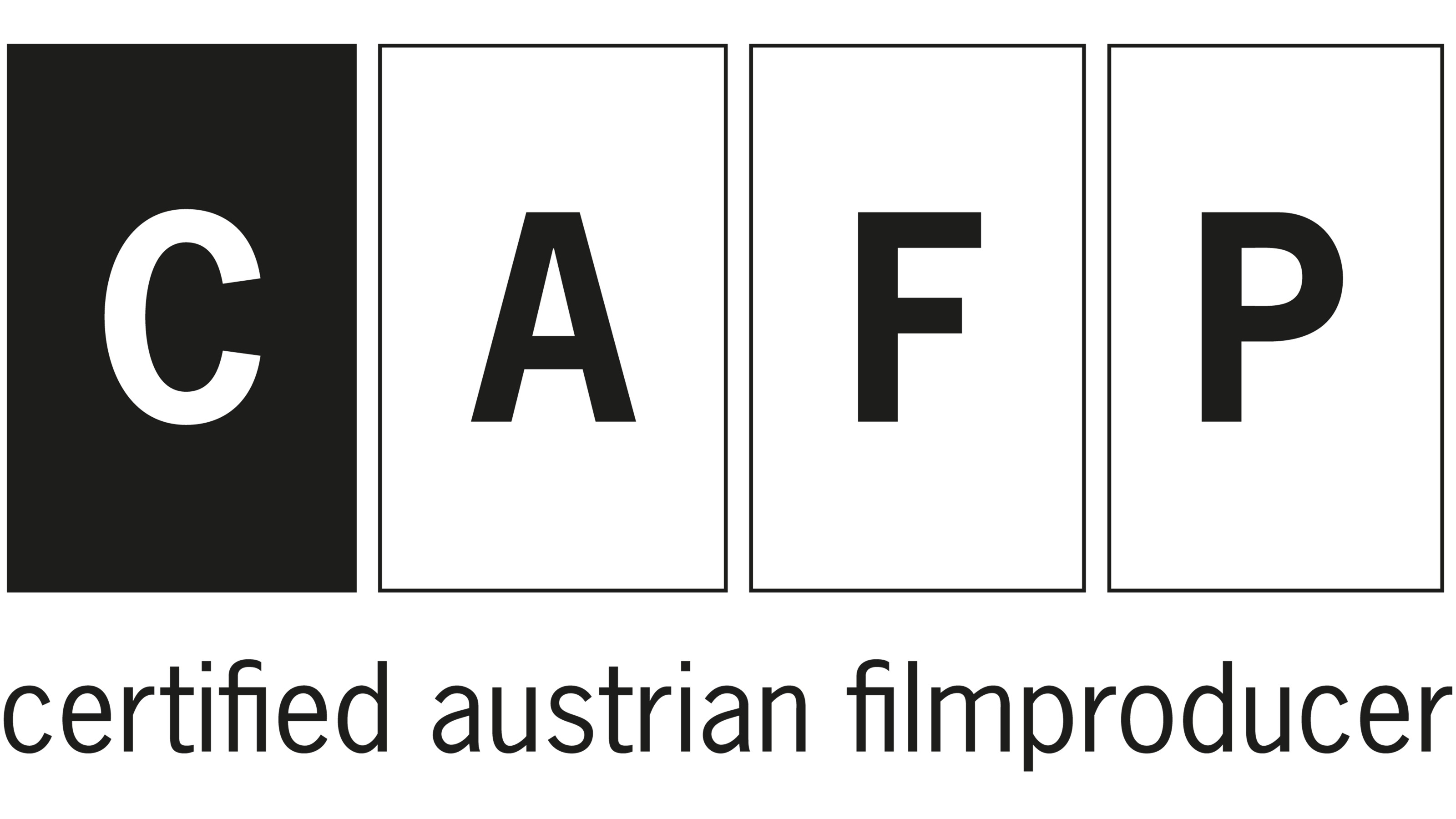 Logo - schwarze Schrift auf wei&szlig;em Hintergrund: Certified Austrian Film Producer