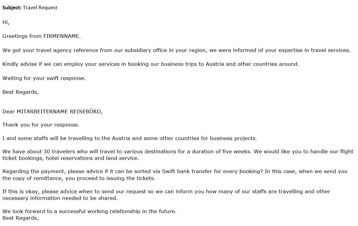 Screenshot der betreffenden Fake-E-Mail