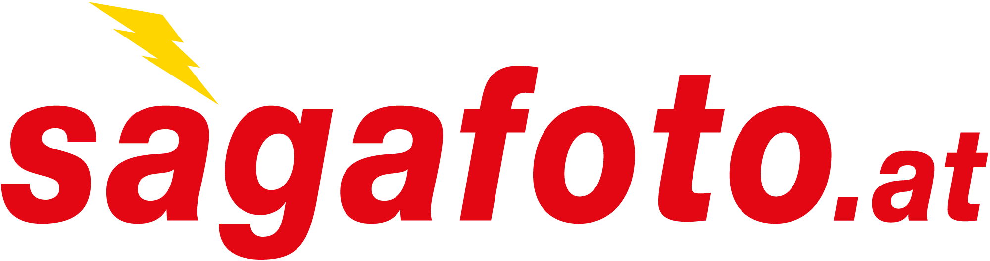 Logo: sagafoto.at mit gelbem Blitzsymbol