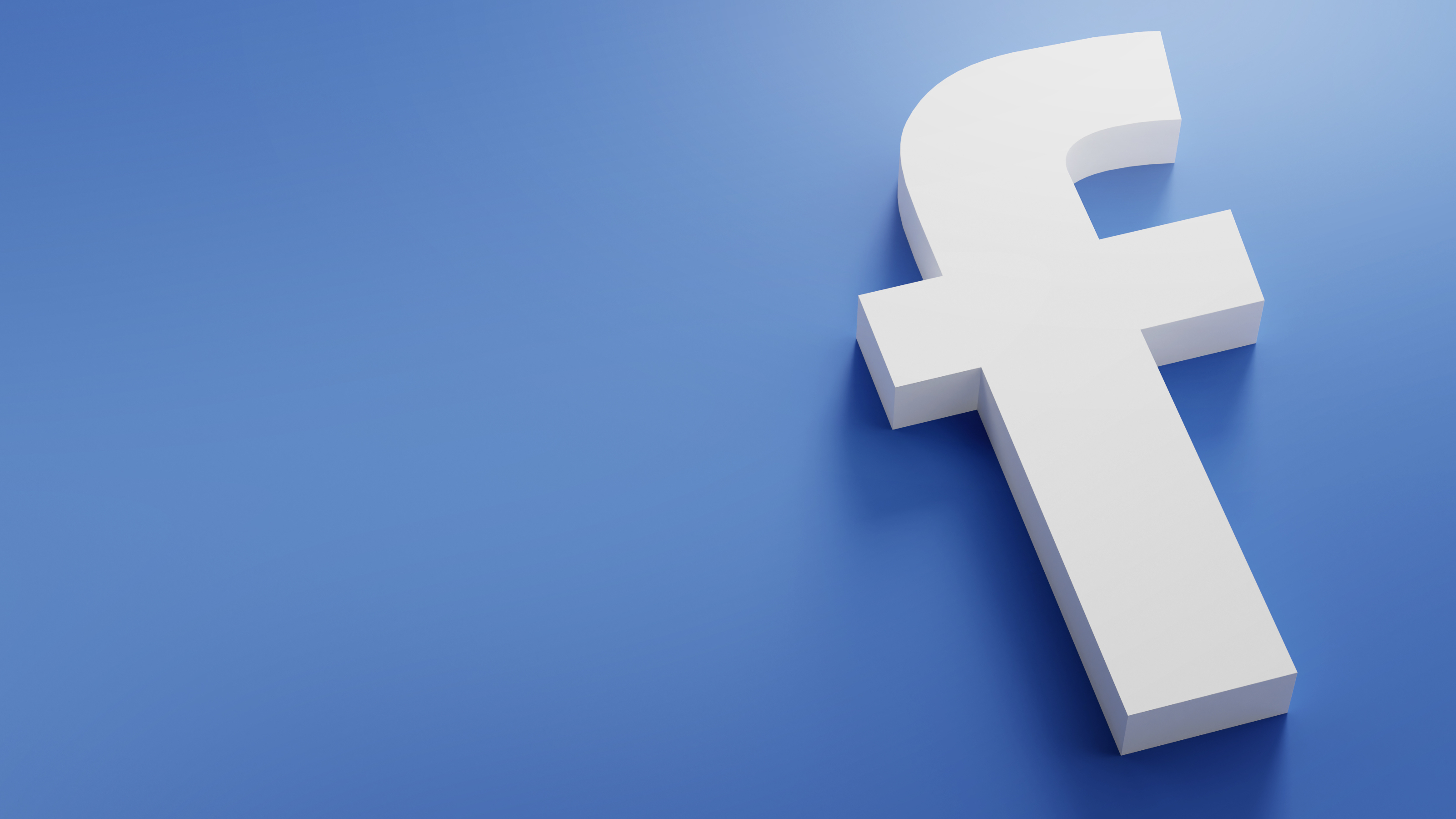 facebook Logo in 3D auf blauem Untergrund